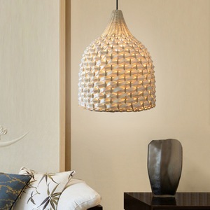 Rattan Woven Pendant <b>Light</b> 300x400mm Natural Color LED Single Head Chandelier For Living Room <b>Dining</b> Bar Counter - Product Image 2
