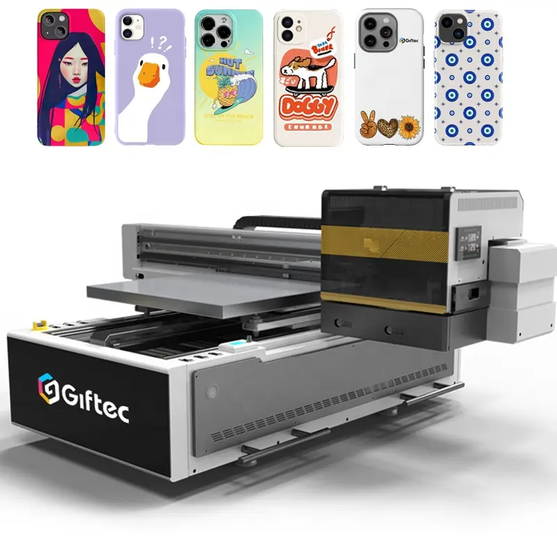 Impresoras planas Uv de gran formato de alta calidad Giftec 6090 A1 Impresora Led Uv Máquina de impresión de cajas de teléfonos móviles para código QR 3D