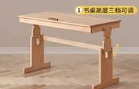 E2161 Table et bureau d'apprentissage et d'étude multifonctionnels en bois de hêtre pour enfants et enfants et étudiants