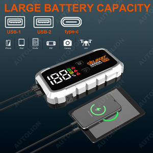 Démarreur portable 1600A, batterie lithium 20000mAh, durée de vie 1000 cycles, entrée rapide USB C 18W, démarre les moteurs essence 6.0L <span class=keywords><strong>et</strong></span> diesel 5.0L - Product Image 6