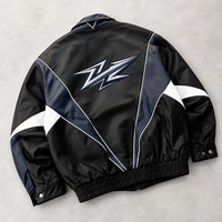Veste bomber en cuir véritable noir personnalisée, imperméable, avec broderie en chenille, veste en cuir streetwear pour homme