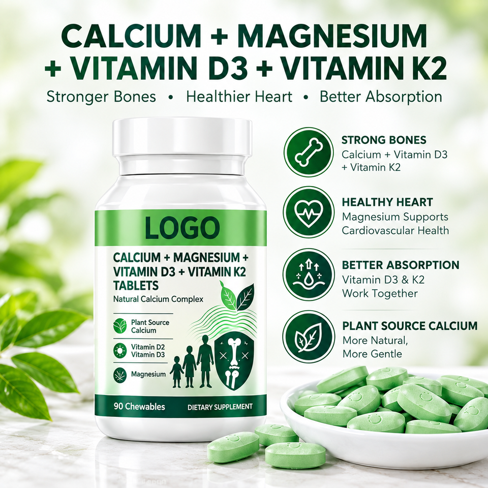 OEM Adult Calcium Magnesium Vitamin D3 K2 Tablet 150mg Ca 70mg Mg ...