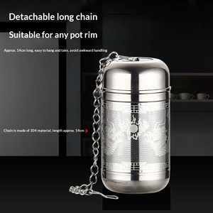 Infuseur à thé en acier inoxydable 304 HC Wholesale, motif <span class=keywords><strong>dragon</strong></span>, 10-50g, chaîne détachable, ensemble de boules filtrantes à épices, OEM ODM Factory, 5 pièces - Product Image 1