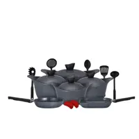 Carote Nonstick Cookware Sets, 17 Pcs Granite Non Stick Pots and Pans Set  with Removable Handle