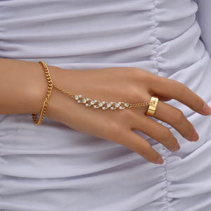 New Design Elegant <strong>Ring</strong> <strong>Bracelet</strong> Gold Fashion Chain and Link <strong>Bracelets</strong> Creative Infinity Finger Chain <strong>Ring</strong> <strong>Bracelet</strong> for Women - Product Image 4