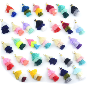 Mini küçük el yapımı zanaat püsküller çocuklar için çok renkler altın atlama yüzük küpe takı aksesuarları anahtarlık püsküller kolye - Product Image 1