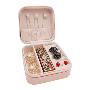 Small Travel Jewelry Box Organizer Display Case for Rings Earrings Necklaces Storage