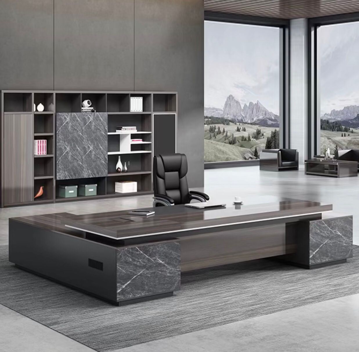 オフィス家具・デスク OFFINEO公式 | 大型役員デスク シンプルデザイン L字型 選べる2色