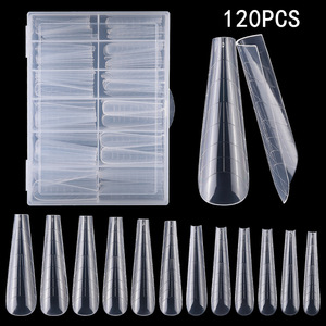 96 pièces de modèles d'ongles en acrylique, 4 styles, formes d'ongles à échelle mixte, capsules pré-conçues à couverture complète pour extension d'ongles en gel, longueur courte - Product Image 6