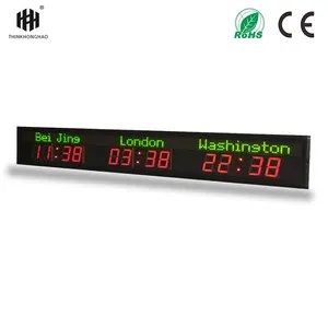 Horloge murale multifonction avec minuterie LED, horloge murale de ville à 6 fuseaux horaires