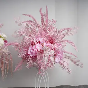 Rosa a forma di piuma di seta artificiale fiore palla fiori fiori oggetti di scena decorazione per eventi di celebrazione della casa di nozze