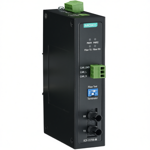 Convertisseur de média fibre optique Moxa ICF-1170I-M-ST, connecteur SC, bus CAN, dispositif Ethernet industriel, modèle 91875, DC 5V - Product Image 2