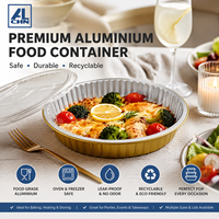 Contenants jetables Alchn ronds en plastique PP antiadhésif et aluminium, de qualité alimentaire, résistants au four, avec couvercle en aluminium et plateaux