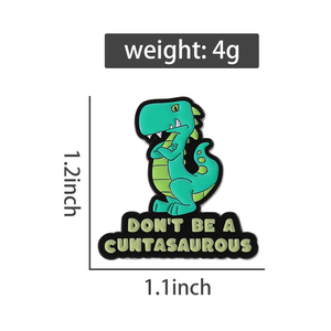Wees Geen Cuntasaurous Emaille Pin Blauwgroene Dinosaurus Cartoon Broche Revers Badge Sieraden Geschenk Groothandel - Product Image 6