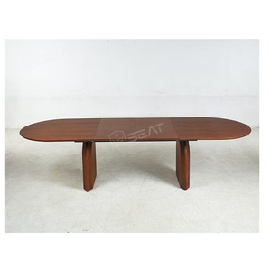 Khuyến Mãi Cổ Phiếu Đồ Nội Thất Nhà Hình Bầu Dục MDF Óc Chó Veneer Gỗ Mở Rộng 200Cm Để 300Cm Bàn Ăn - Product Image 2