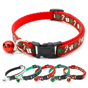 Luxo Dog Collar Pet trelas 1CM Colar bonito do gato do Natal personalizado