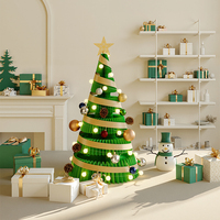 Sapin de Noël pliable en cèdre Innopaper, écologique, de haute qualité, avec lumières LED blanc chaud, base en papier kraft, décoration de magasin