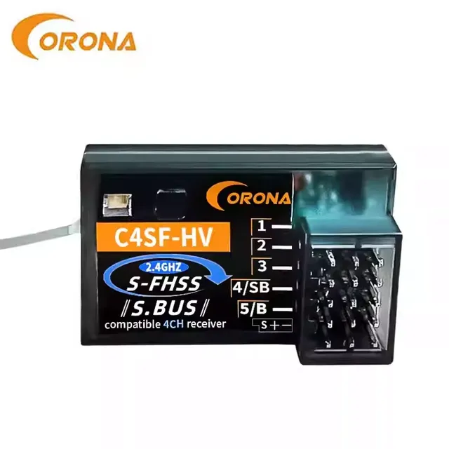 CORONA C4SF-HV 2.4Ghz S-FHSS S.BUS 4CH Receiver Compatible with Futaba 3PV 3PK 4PKS T14SG for RC Cars