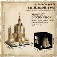 86388 Modelo de Arquitectura de la Sagrada Familia de Barcelona Medieval, Bloques de Construcción Modulares, Regalos para Adultos, 10328 Piezas