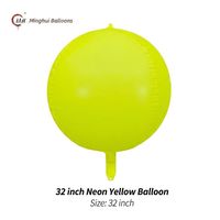 Ballons en aluminium ronds 4D de couleur néon en gros, 22" 32", sphères néon en Mylar, décoration de plafond pour mariage et anniversaire