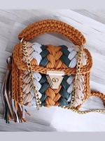 Sacs fourre-tout de luxe en crochet 2026 pour femmes, faits à la main, couleurs mélangées, pour soirées en extérieur, avec chaîne décorative, fermeture ouverte