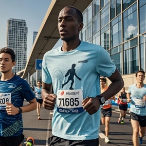 เสื้อยืดวิ่งมาราธอนสีส้มขนาดใหญ่พิเศษ ผ้าถัก ระบายอากาศได้ดี ผลิตตามสั่ง โพลีเอสเตอร์ สำหรับโปรโมชั่น พิมพ์ลายด้วยเทคนิค Dye Sublimation - Product Image 4