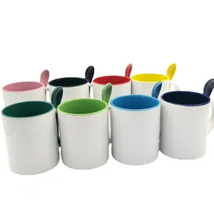 Taza de color interior, tazas de cerámica para impresión por transferencia de calor, sublimación en blanco, taza de café por sublimación de 11 oz