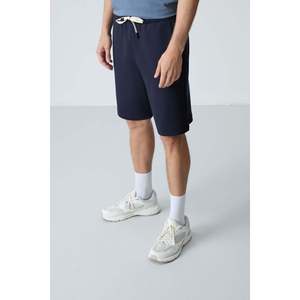 Shorts pour homme en coton bleu marine, épais, doux, texturé, coupe standard, basique - 81275 - Bleu marine - Product Image 3