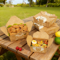 Boîte à repas personnalisable en papier kraft jetable et recyclable à quatre côtés avec fermeture magnétique pour sushis, poulet frit et snacks