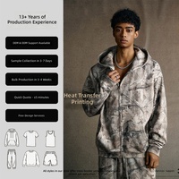 Sweat à capuche zippé camouflage Y2K pour la chasse et les activités de plein air, tactique, avec impression par transfert thermique motif Real Tree, unisexe, poche plaquée, vente en gros, personnalisable, en vrac