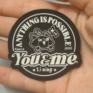 Wholesale Raised Effect 3D Rubber Woven Label Custom Black Round Printed Patches 3D <b>Silicone</b> Garment Labels for T-Shirt - Product Image 2