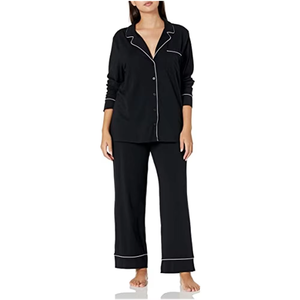 Set <span class=keywords><strong>Pigiama</strong></span> <span class=keywords><strong>Donna</strong></span> Personalizzato 2023 in 100% Cotone Traspirante, <span class=keywords><strong>Camicia</strong></span> <span class=keywords><strong>a</strong></span> Maniche Lunghe e Pantaloni Lunghi Estivi - Product Image 1