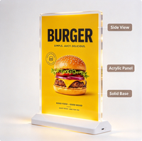 Boîte lumineuse publicitaire LED en verre trempé A4, luminosité réglable, chargement USB, panneau de menu pour bar, restaurant