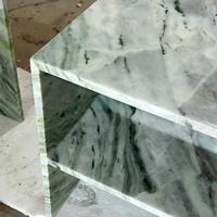 Table d'appoint de luxe en marbre vert Shangri-La, ronde ou carrée, deux styles, pour salon ou canapé