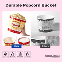 Cubo de Palomitas de Maíz Desechable Ecológico de Papel Kraft con Impresión de Logotipo Personalizado, Contenedor de Alimentos Biodegradable y Compostable para Cine, Aperitivos y Fiestas