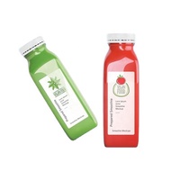 Bouteille Carrée en Plastique PET pour Boissons, avec Couvercles PP, 250ml 350ml 400ml