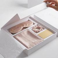Kit de sommeil de luxe personnalisé en soie de mûrier 100% grade 6A, comprenant une taie d'oreiller en soie anti-friction, un chouchou et un masque de nuit pour une routine nocturne