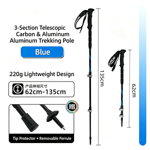 <b>Folding</b> Aluminum Alloy Carbon Fiber Trekking Pole 3-Section Adjustable Quick Lock Hiking <b>Stick</b> Tungsten Portable Aluminum Alloy - Product Image 5