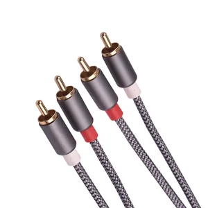 Jacks Double Sided Nice Factory Price Ofc Gold Plated 2 Rca Plug To Male 2 Rca Lotus Head Audio Cable