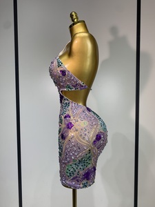 Vestido Mini Transparente con Pedrería Brillante para <span class=keywords><strong>Mujer</strong></span>, Sexy y Lujoso, para Sesión de Fotos de Cumpleaños o Actuación - Product Image 3
