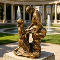 Sculpture de chevalier et de dame en bronze de style réaliste personnalisable pour cour, statue de l'amour