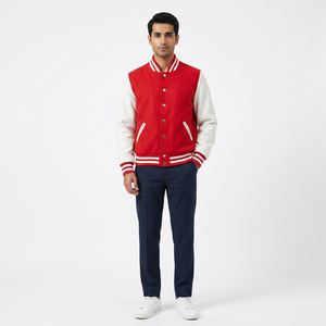 เสื้อแจ็คเก็ตฤดูหนาว FINER THREADS แบบขายส่ง สำหรับผู้ชาย สไตล์เบสบอล อบอุ่น แบบ Varsity ติดกระดุมแถวเดียว สวมใส่สบาย ความยาวปกติ - Product Image 1