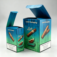 Boîte d'emballage et d'expédition personnalisée en carton bleu vide pour cigares, emballage de papier à cigarettes avec logo personnalisé