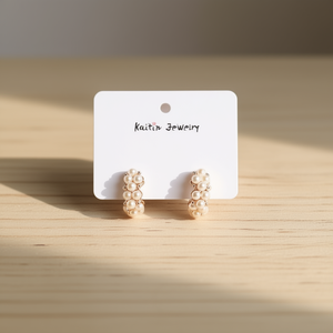 Boucles d'oreilles clous en plaqué or rose Kaitin Jewelry, perles d'imitation blanches, classiques pour femme, usage quotidien, en alliage de zinc avec sertissage griffe - Product Image 2