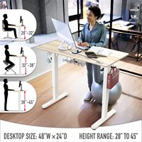 Bureau assis-debout électrique moderne Fengyi 48 pouces avec tiroir, mémoire des réglages, gestion des câbles, plateau en érable et structure en acier pour bureau