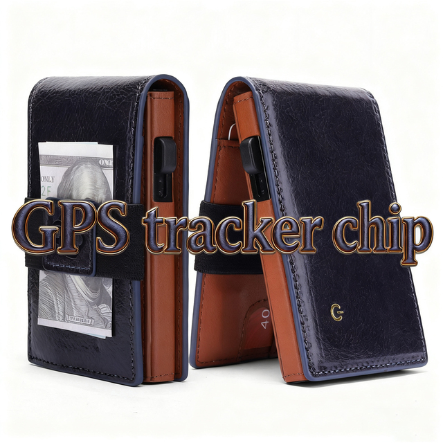 Custom Genuine Leather Minimalist Credit Card -Up GPS Tracker Chip Wallet Men Slim RFID Metal Aluminum Card Holder Cash Strap