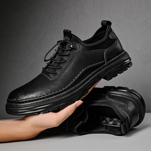 Drapeau marque hommes décontracté en cuir de vachette véritable chaussures de travail automne marche jeune Design britannique maille petit taureau en cuir - Product Image 5
