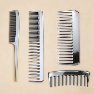 Juego de peines de carbono plateados electrochapados con logotipo personalizado, peines de cola de rata, peines de púas anchas para <span class=keywords><strong>peluquería</strong></span> - Product Image 1