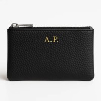 Porte-monnaie et porte-cartes en cuir personnalisé coloré, pochette à fermeture éclair avec monogramme pour cadeaux et voyages