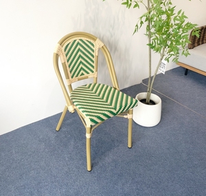 Chaise de salle à manger en <span class=keywords><strong>rotin</strong></span> de <span class=keywords><strong>bistrot</strong></span> en aluminium XY Best, chaises d'extérieur françaises pour café, restaurant, chaise et <span class=keywords><strong>table</strong></span> en osier de jardin populaires - Product Image 3
